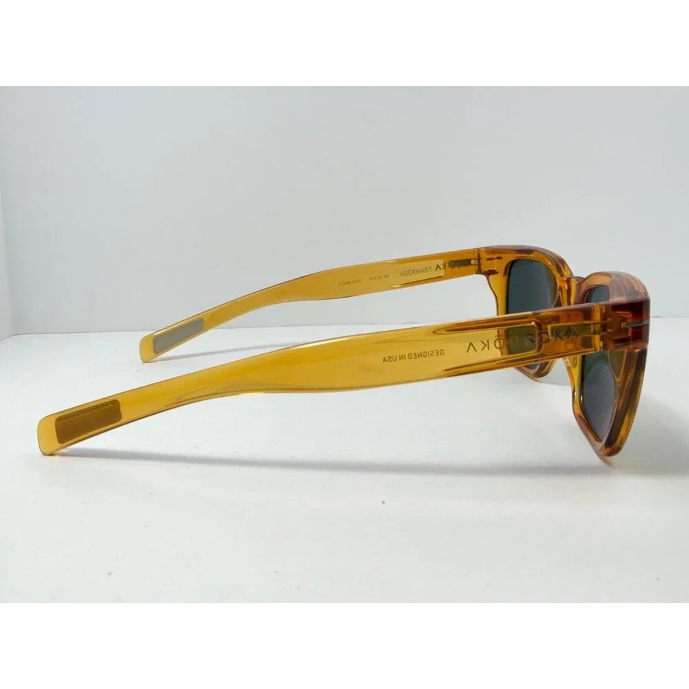 RŌKA Lockhart E7538 0451 Sunglasses Women's Amber Square Polarized Green Lenses